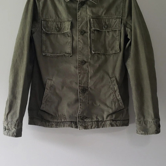 American Eagle Outfitters 100% Cotton Jacket Small Army Green Distressed Pockets - Picture 3 of 11